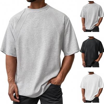 Men's Summer Solid Color Layer Fabric Quality T-shirt Short Sleeve Design Three-dimensional Top