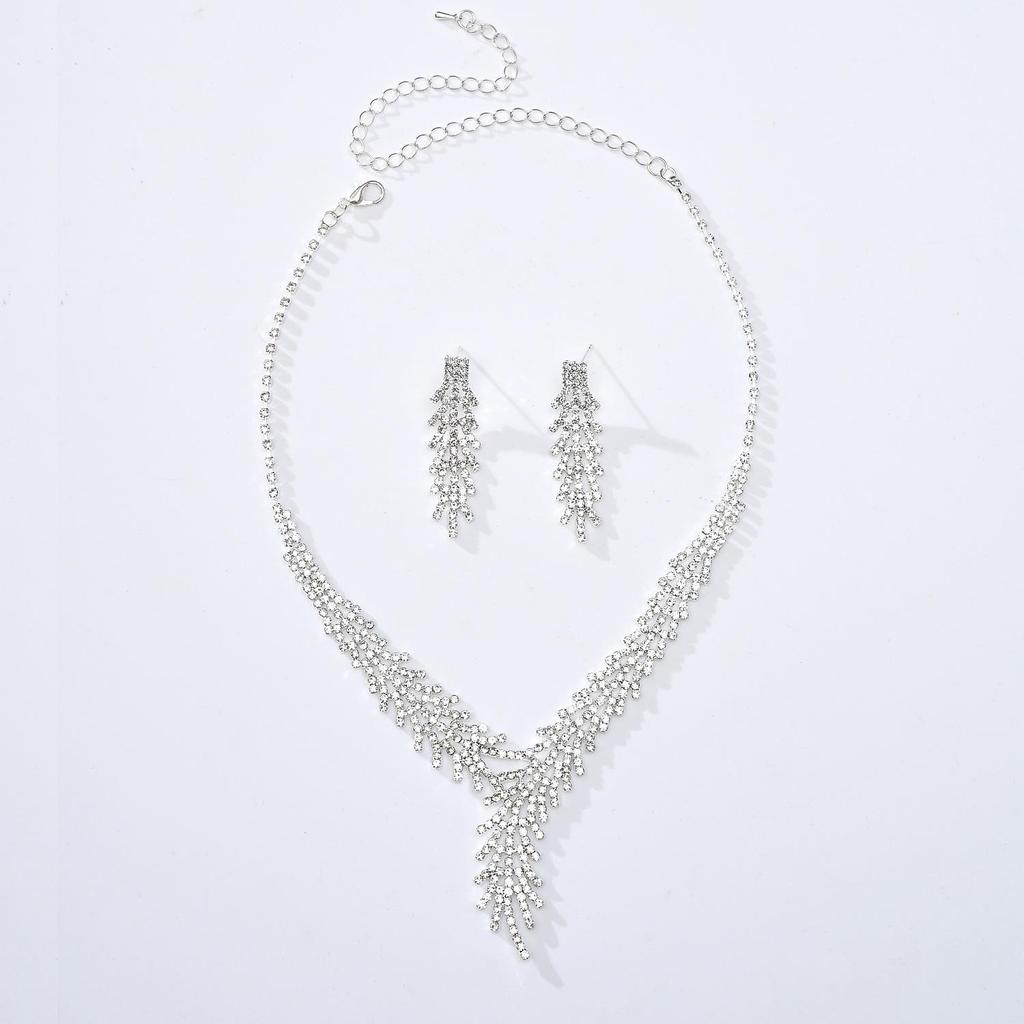 Luxury Bridal Rhinestone Necklace & Earring Set for Women