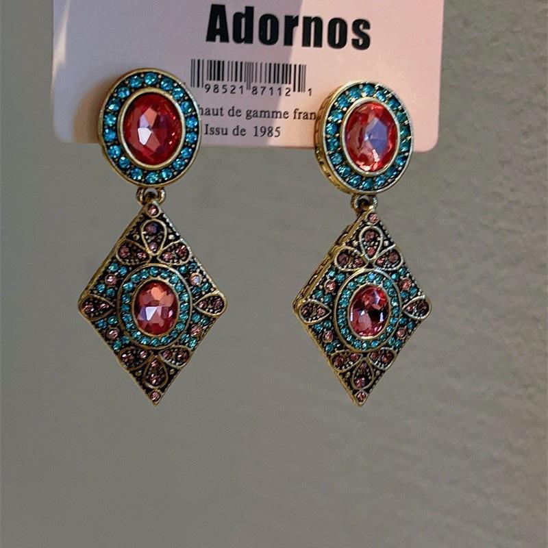 Pendientes de Carrillón de Viento de Perla y Cristal de Aguja Plateada Vintage