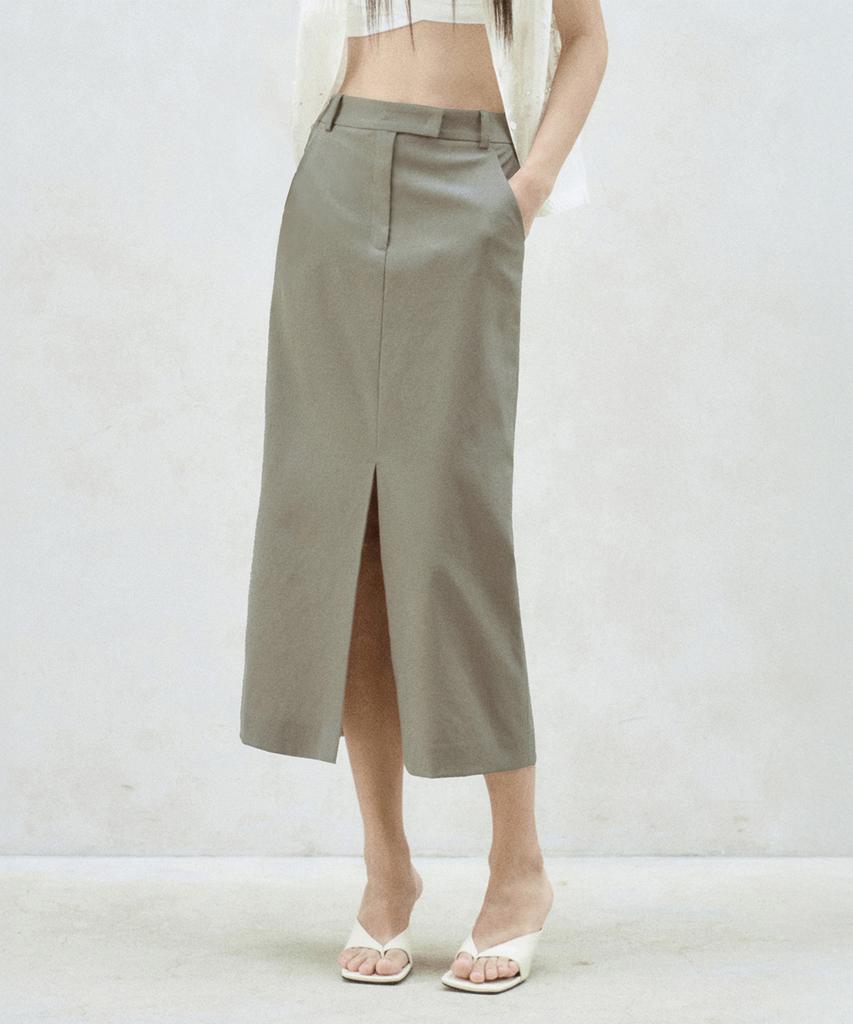 RE RHEE Front Slit Midi Skirt