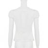Doll Face Academy Short Sleeve Sheer Top with Pearl Buttons and Slim Fit