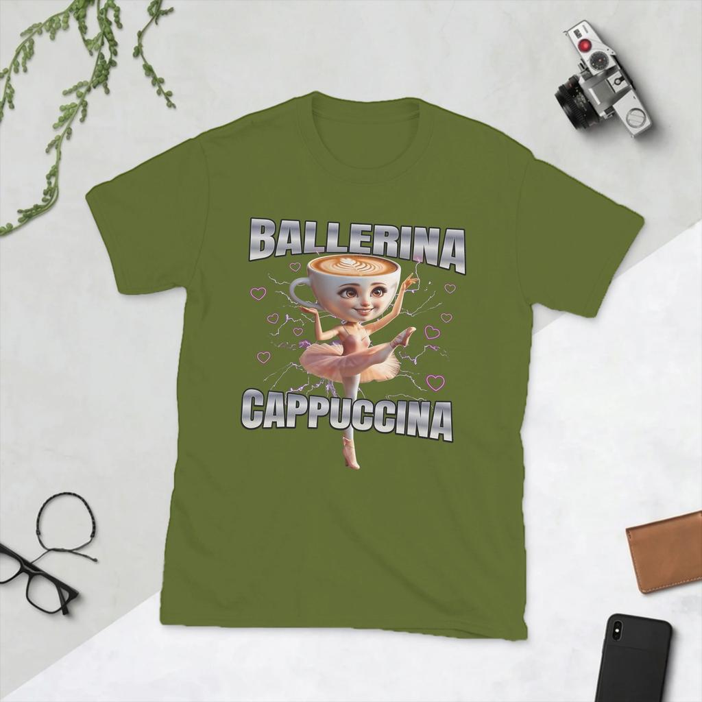 Unisexs Ballerina Puccino Funny Meme Italian Brainrot T Shirt Cotton Clothes Vintage Short Sleeve Crew Neck Tee Shirt TShirts