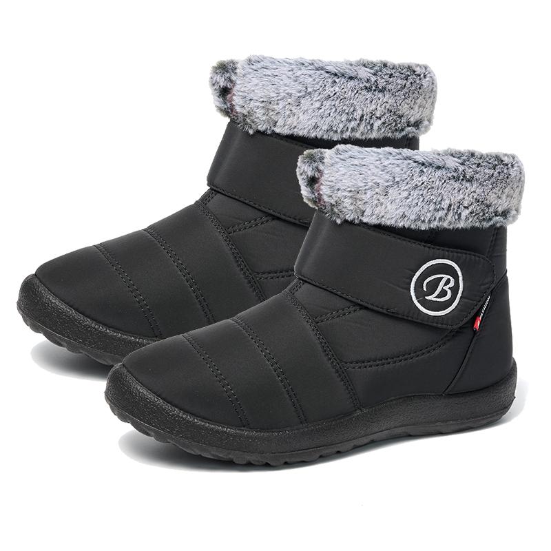 Женские тапочки, женские непромокаемые теплые ботильоны на меху с эффектом памяти, теплая обувь на искусственной подкладке из шерпа, размер 36 чёрный