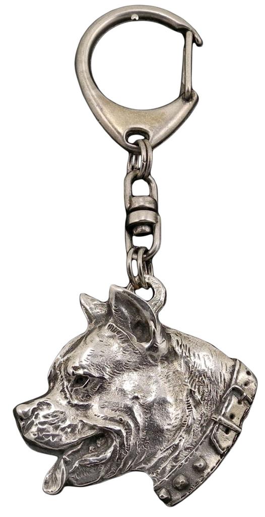 American Staffordshire Terrier, Amstaff I - Silver-plated Key Ring with a Dog In a Gift Box, Handbag Decoration, Backpack Pendant by Art-Dog Brand