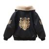 Plush Fleece Boy Leather Jacket Plus Fleece Thickening Children's Autumn and Winter Jacket Warm Coat Foreign-style Baby Coat