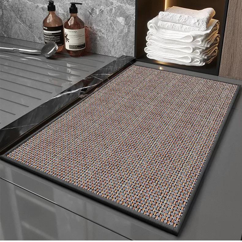 Bathroom Floor Mat, Bathroom Absorbent Mat, Toilet Door Non-Slip Mat, Foot Mat, Bathroom Entrance Mat, Quick-Drying Carpet