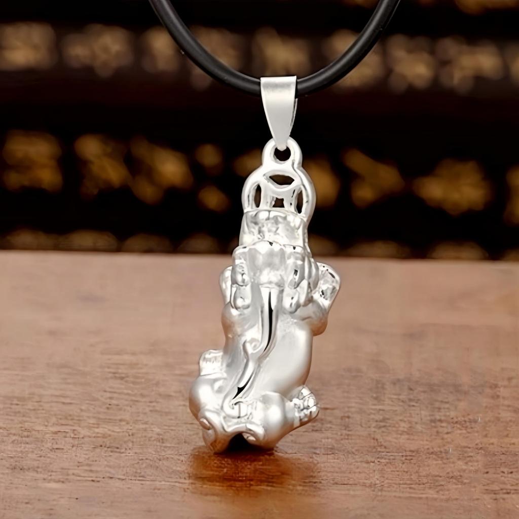 Yi Hua Retro Ethnic Style Solid Silver Pixiu Coin Pendant Necklace