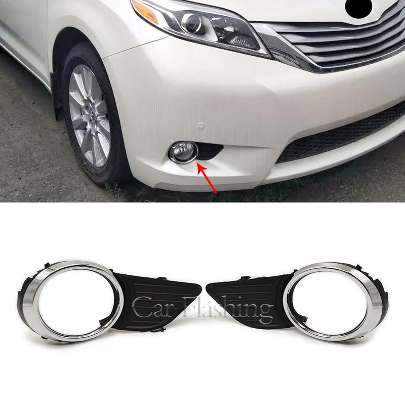 For Toyota Sienna XLE LE 2011 2012 2013 2014 2015 2016 2017 Front Bumper Fog Lights Frame Cover Bezel With Lamp Holes