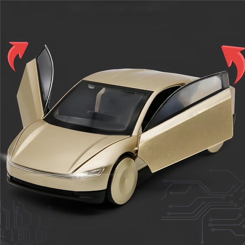 1/32 Tesla CyberCab Robotaxi Alloy Driverless Taxi Car Model Diecast Metal New Energy Car Vehicles Model Sound and Light Kids Toy Gift