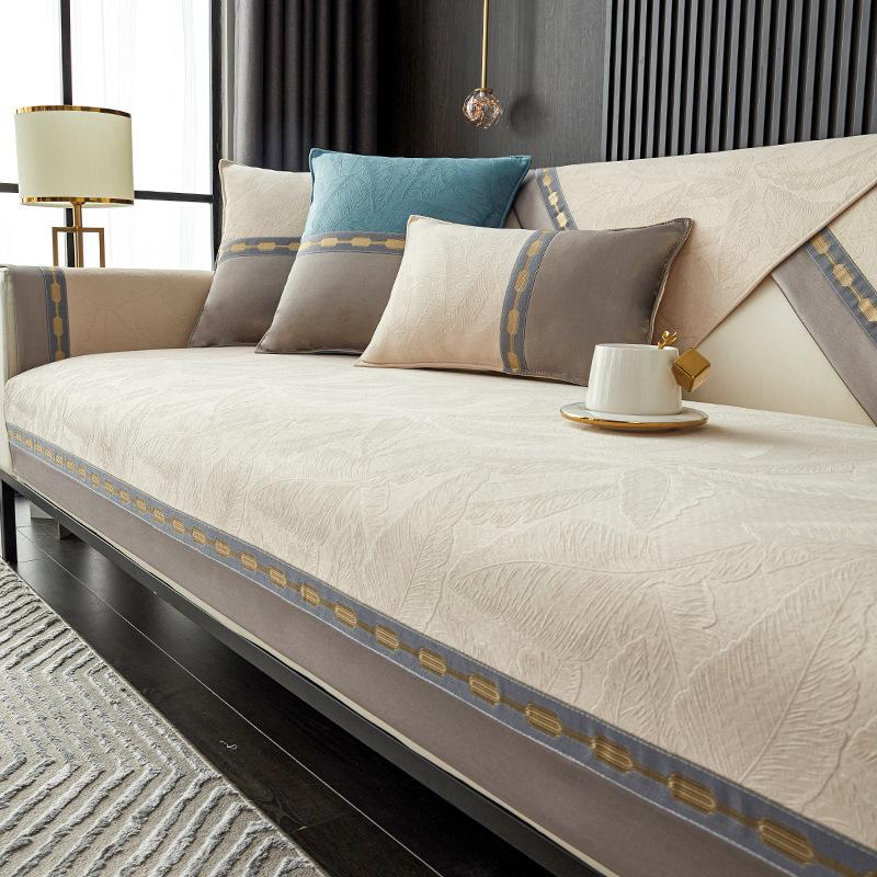 New Chinese-Style Non-Slip Sofa Cushion Is Universal In All Seasons, Contrasting Colors, Light Luxury, High-End Seat Cushion Cover Towel, Cover Chenil