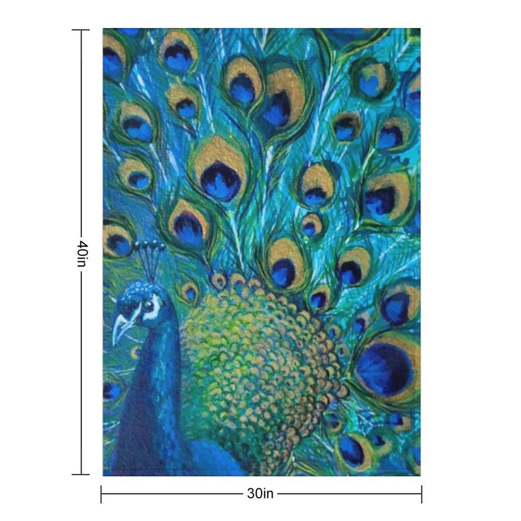 Peacock Full Glory 2 Throw Blanket Picnic Personalized Gift Hairys Designers Blankets