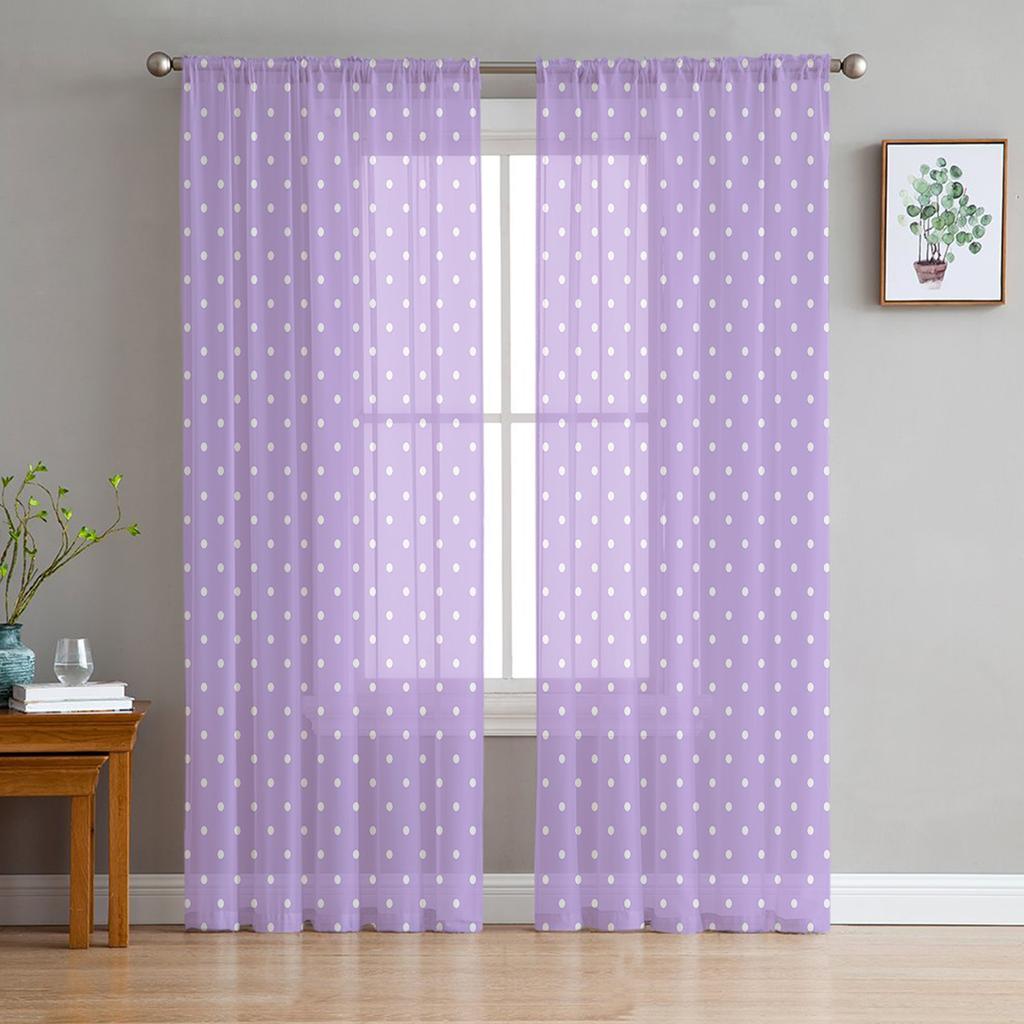 Indoor Tulle Curtains Pattern Texture Purple Girls Bedroom Exquisite Voile Curtain Living Room Kitchen Chiffon Fabric Curtains