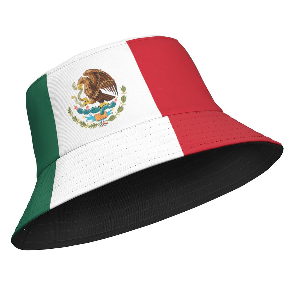 United States Of Mexico Fisherman Hats Custom Name Logo Bucket Cap Fishing Travel Spanish Nation Mexican Flags Photo Headgear