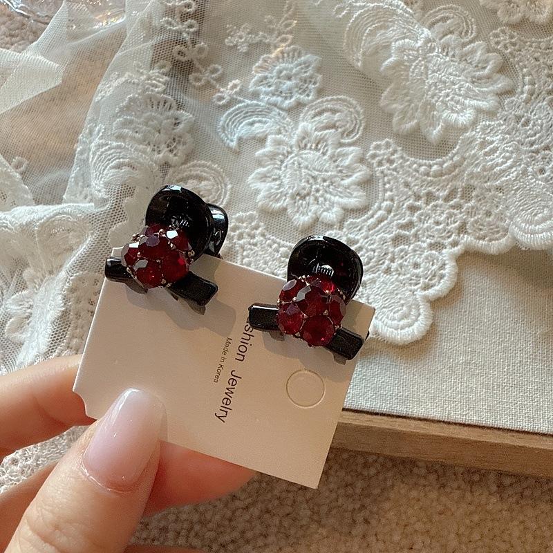 Vintage Mini Claw Clip, Elegant and High-End Rhinestone Bangs and Fringe Hairpin, Headwear Side Hairpin for Women