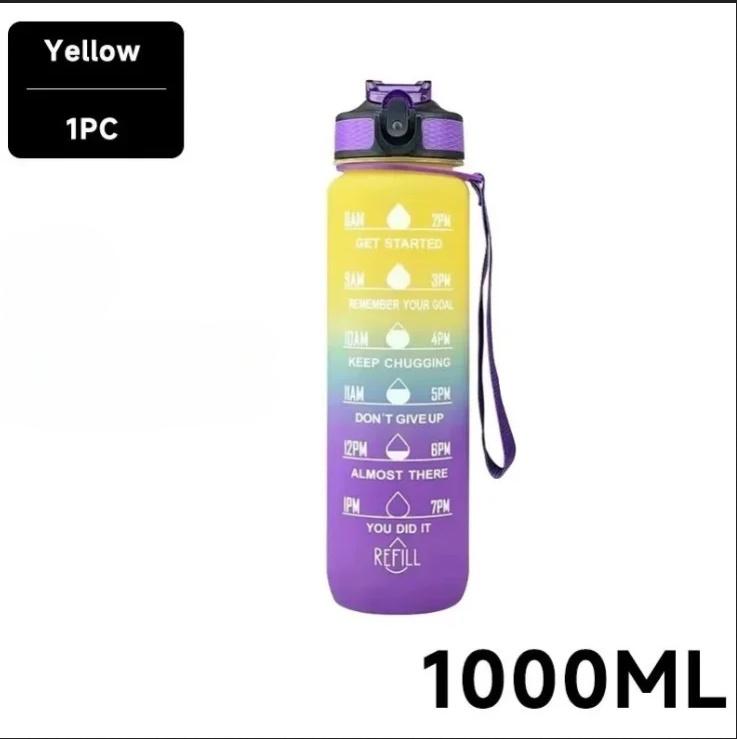 Large Capacity Sports Water Bottle with Time-Tracking Straw Leak Proof Locking Flip Cover for Outdoor Fitness