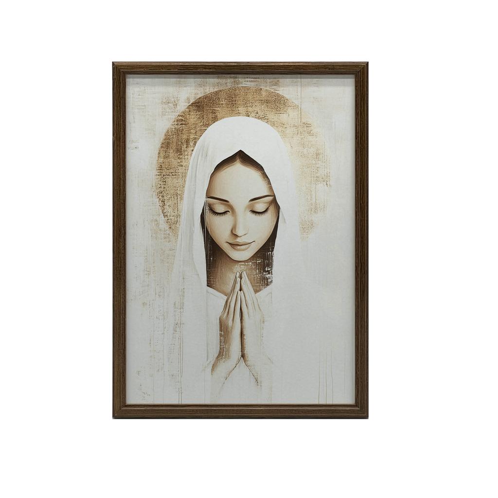 Modlitwa Maryi W Ciszy Modlitwa Maryi W Ciszy, 30X40 Cm, Rama Drewniana Biała, Papier Matowy 230 Gsm