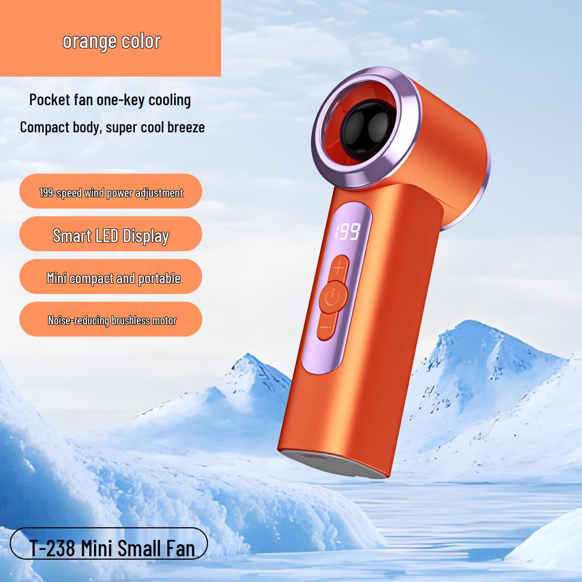 T238 Turbo Mini Handheld Rechargeable Fan 113*43*38 mm