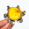 Baltic Amber, Citrine Gemstone 925 Sterling Silver Gift Jewelry Ring Size 6