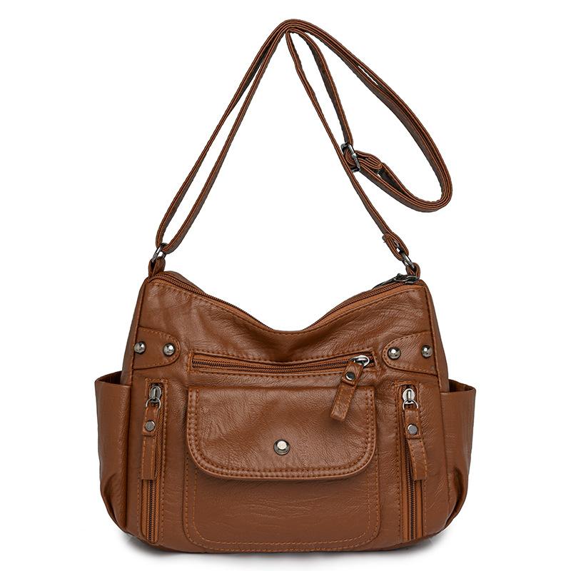 Fashion shoulder bag new women's practical washing simple messenger women's bag multi-layer backpack bag