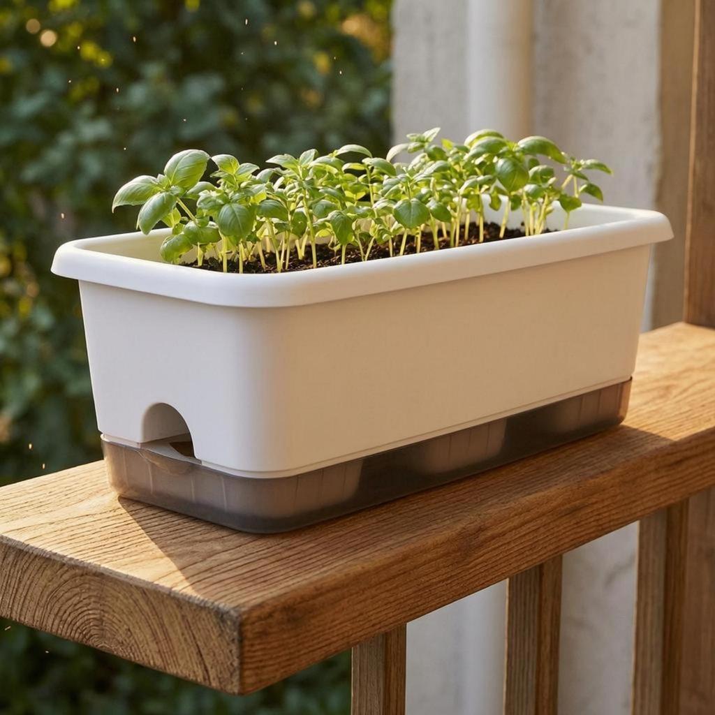 Rectangle Self Watering Planter Long and Narrow SelfWatering Wide Rim Flower Pot
