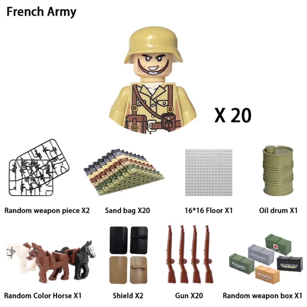 WWII Infantry Military Soldier War National Army Mini Gun Weapon Models Building Blocks Building Blocks Toys for Kids