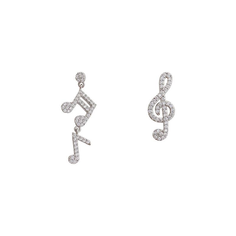 Bling Crystal Musical Notes Pendant Earrings for Women Fashion Party Anniversary Jewelry Accessories Earings