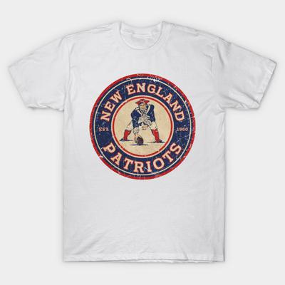Men Black Print T-shirt New England Patriots Vintage No-Cut Transfer Paper Print Cotton Tshirt