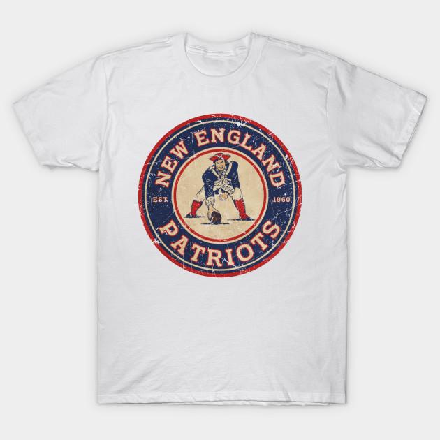 Asian Size Men Black Print T-shirt New England Patriots Vintage No-Cut Heat Transfer Print Cotton Tshirt