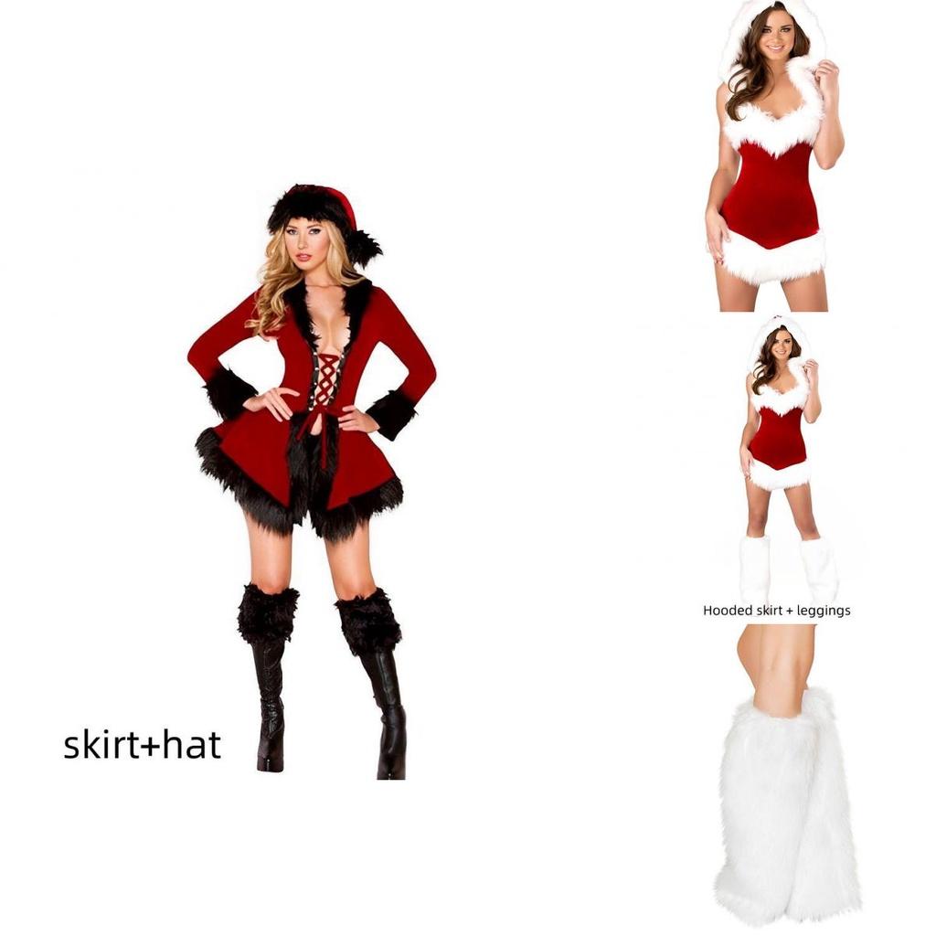Festive Women's Xmas Dress Red Santa Outfit Off-shoulder Tube Top Cosplay