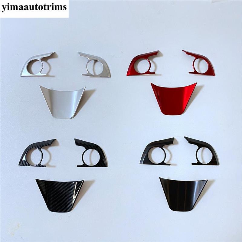 Steering Wheel Button Frame Decoration Cover Trim For Toyota Venza / Harrier - 2024 Red / Carbon Fiber Accessories Interior