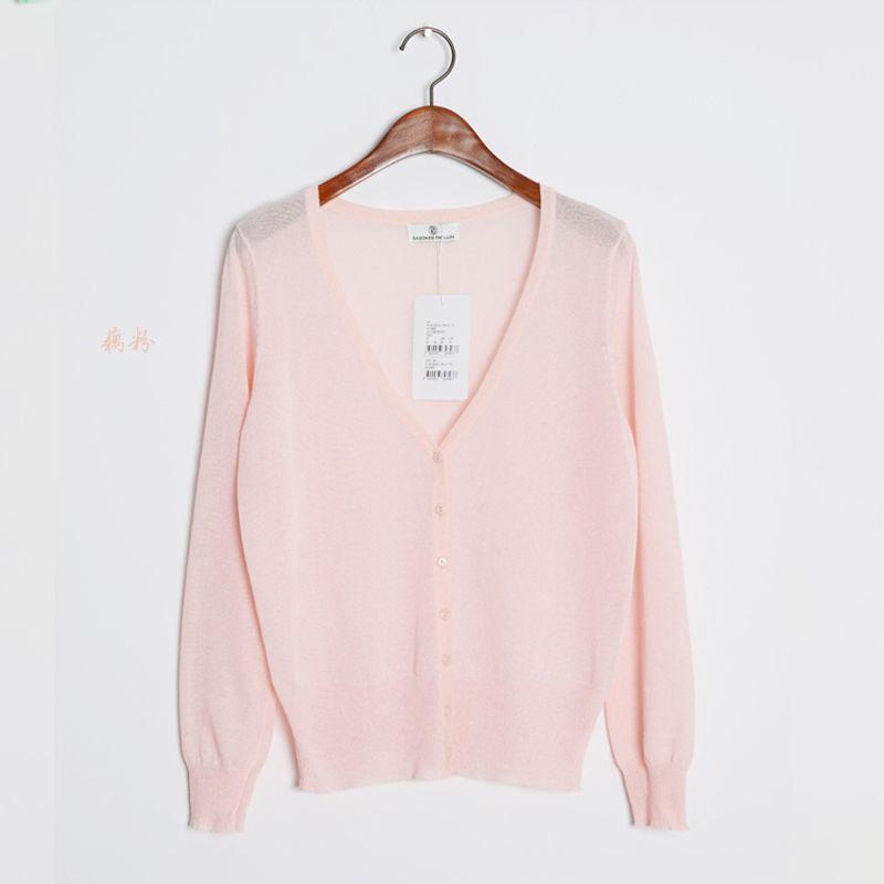 

Summer 2024 Ice Silk Sweater Thin Women s Cardigan Short Long Sleeves Ultra-Thin Sun Protection Clothing Outerwear Office Cardigans Shawl Lotus root starch M