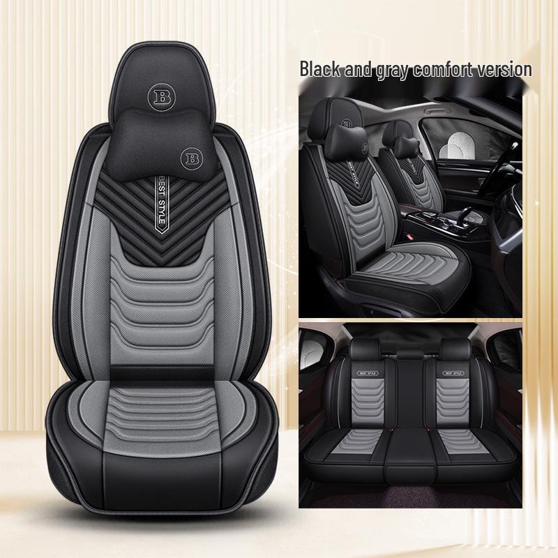 All-Season Linen Car Seat Cushion - Full Coverage & Universal Fit