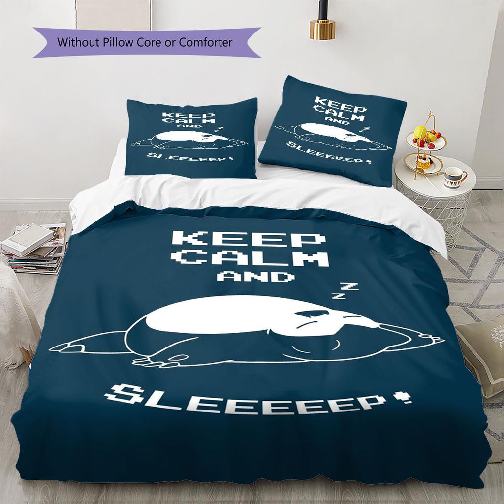3Pcs Snorlax Bedding Set Kawaii Pokemon Printed Duvet Cover Soft Comfortable Bedroom Decoration