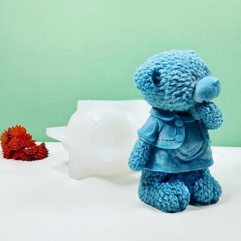 Bear Ornaments Dripping Glue Mold Diy Gypsum Ornaments Aromatherapy Candle 3d Stereo Standing Bear Candle Silicone Mold