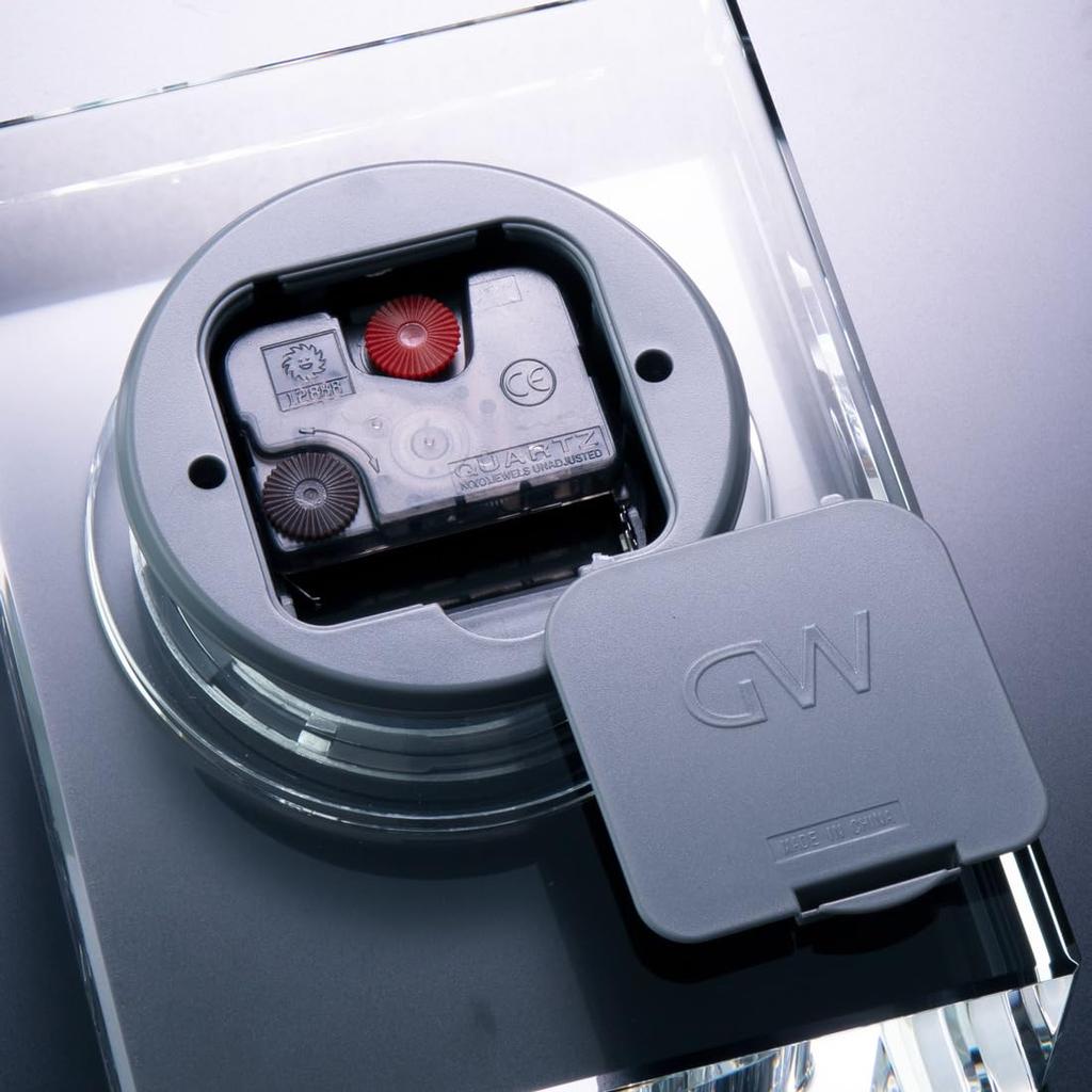 NARUMI Glassworks Monolith Clear Clock, 18cm Tall, World Clock GW1000-11064