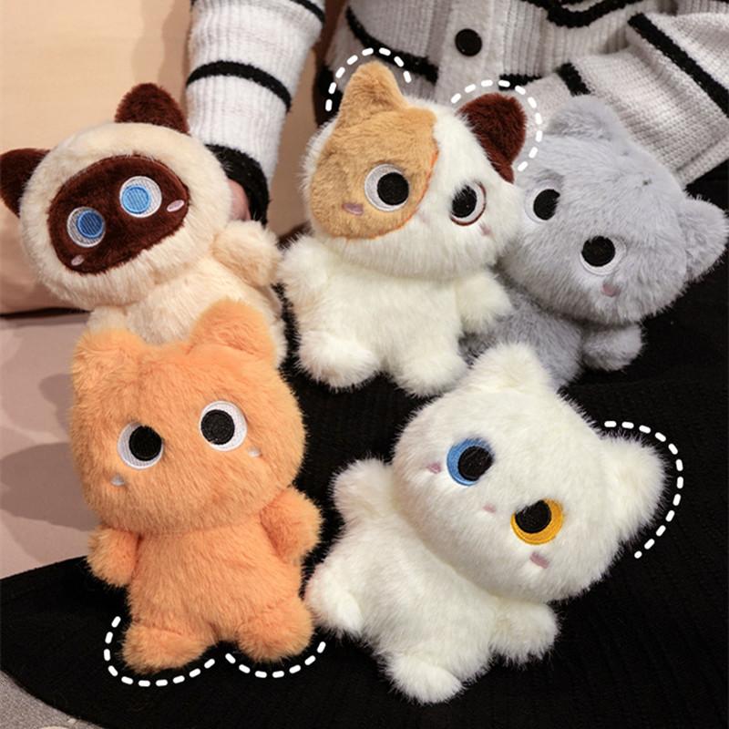 20Cm Soft Siamese Cat Stuffed Plush Toy Orange & Black Kitten Animal Doll Cute Birthday Gift For Kids