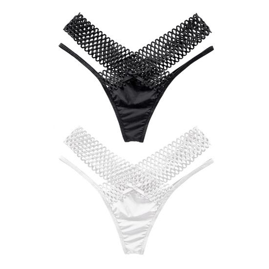 2 Pcs Postpartum Sheer Mesh Underwear for Women Low Waist See Through Thong Breathable Ultra Thin V String Panties