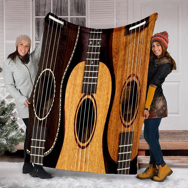 Guitar Print Blanket Soft Comfortable All Seasons Suitable Sofa Office Nap Travel Birthday Gift Christmas Present