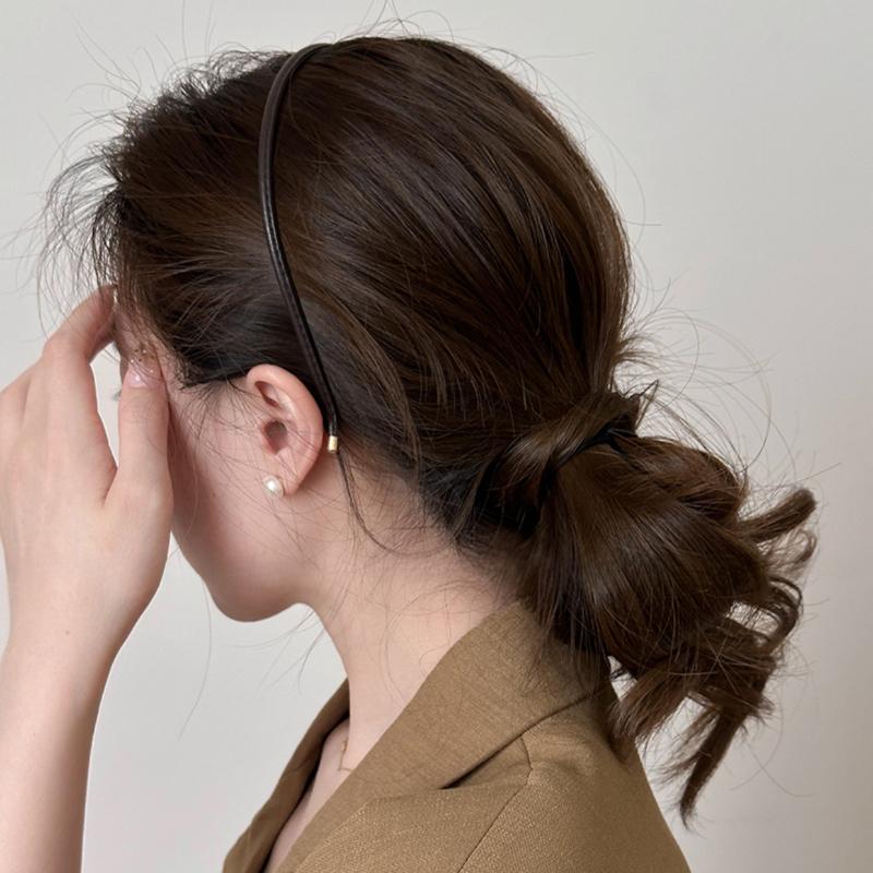 Új egyszínű hajkarika hajpánt Elegáns fejfedő női haj kiegészítők arcmosó hajpánt bőr fejpánt nőknek