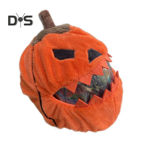 Halloween Pumpkin Motorcycle Helmet Cover High Visibility Dustproof Plush Cartoon Pumpkin Head Motorbike Full Helmet Protector Guard