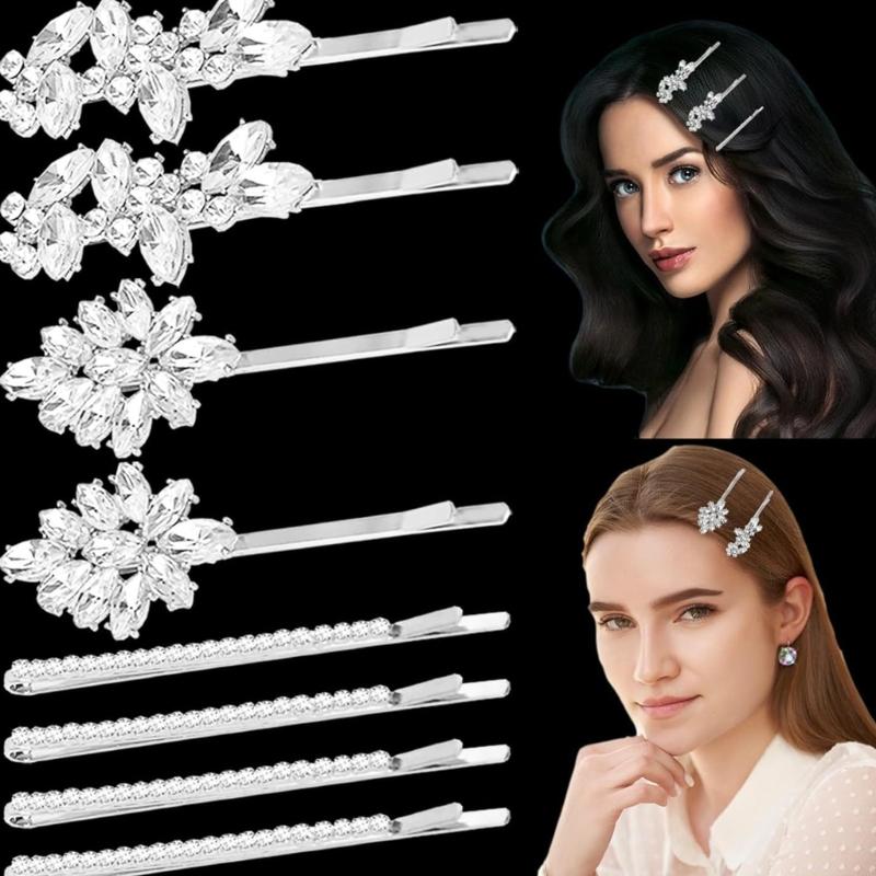 Sparkling Rhinestones Bride Hair Clip Wedding Hair Pin Spring Barrette Hair Ornament for Bride Ceremony Photography Wear