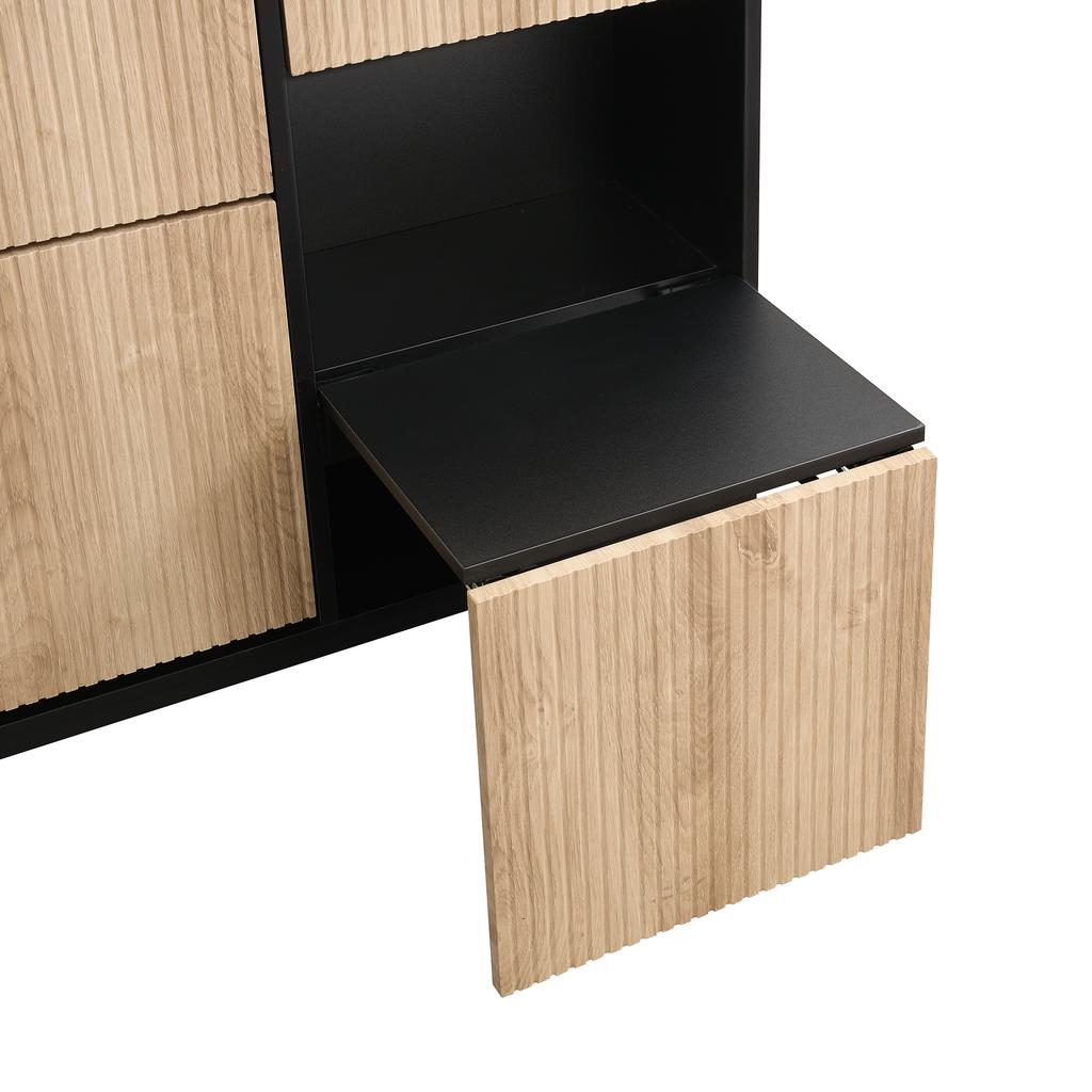 Shoe Cabinet with Shoe-Changing Stool, Shoe Rack with Three Flaps and Open Storage Area, Suitable for Hallway, Bedroom