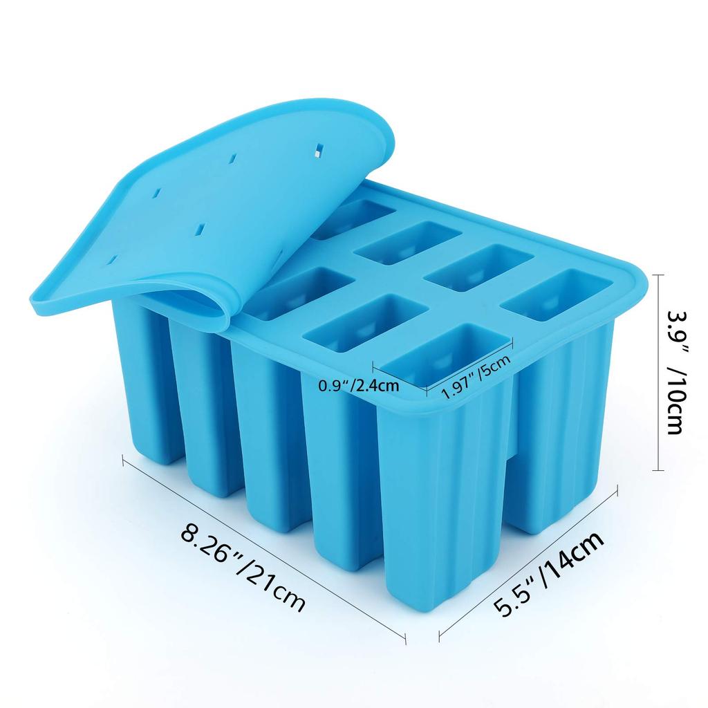 Nuovoware Ice Pop Mold, 10-Cavity, DIY Ice Pop Mold, Ice Pop Stick, Ice Making Tool, FDA Approved Silicone, Cold and Heat Resistant, Includes 100 Pops