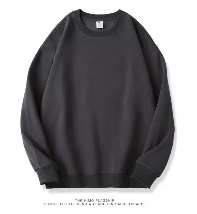 European-American Unisex Pure Cotton Round Neck Sweatshirt - Casual Solid Color, Fall/Winter Long Sleeve Fashion Style