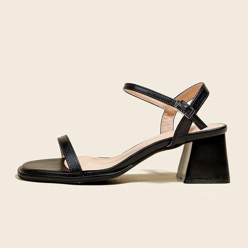Sandali Peep-Toe con Tacco Chunky Stile Fatato - Calzature Estive da Donna Morbide, Comode, Senza Tallone, a Fascia Singola.