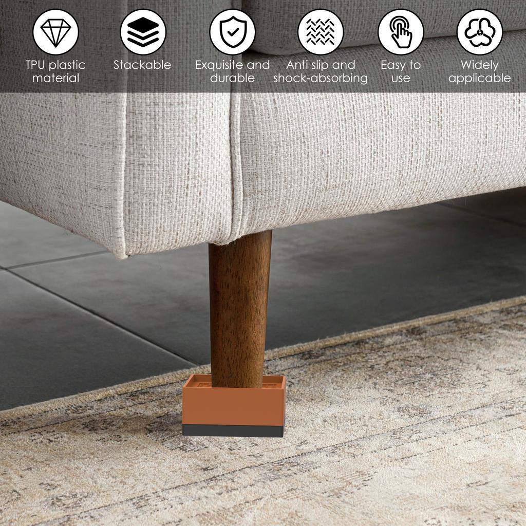 4Pcs Non-slip Bed Risers Stackable Furniture Legs L-side/Full-side Sofa Riser Shock Mute Mats Reduce Noises Tools for Desk Chair