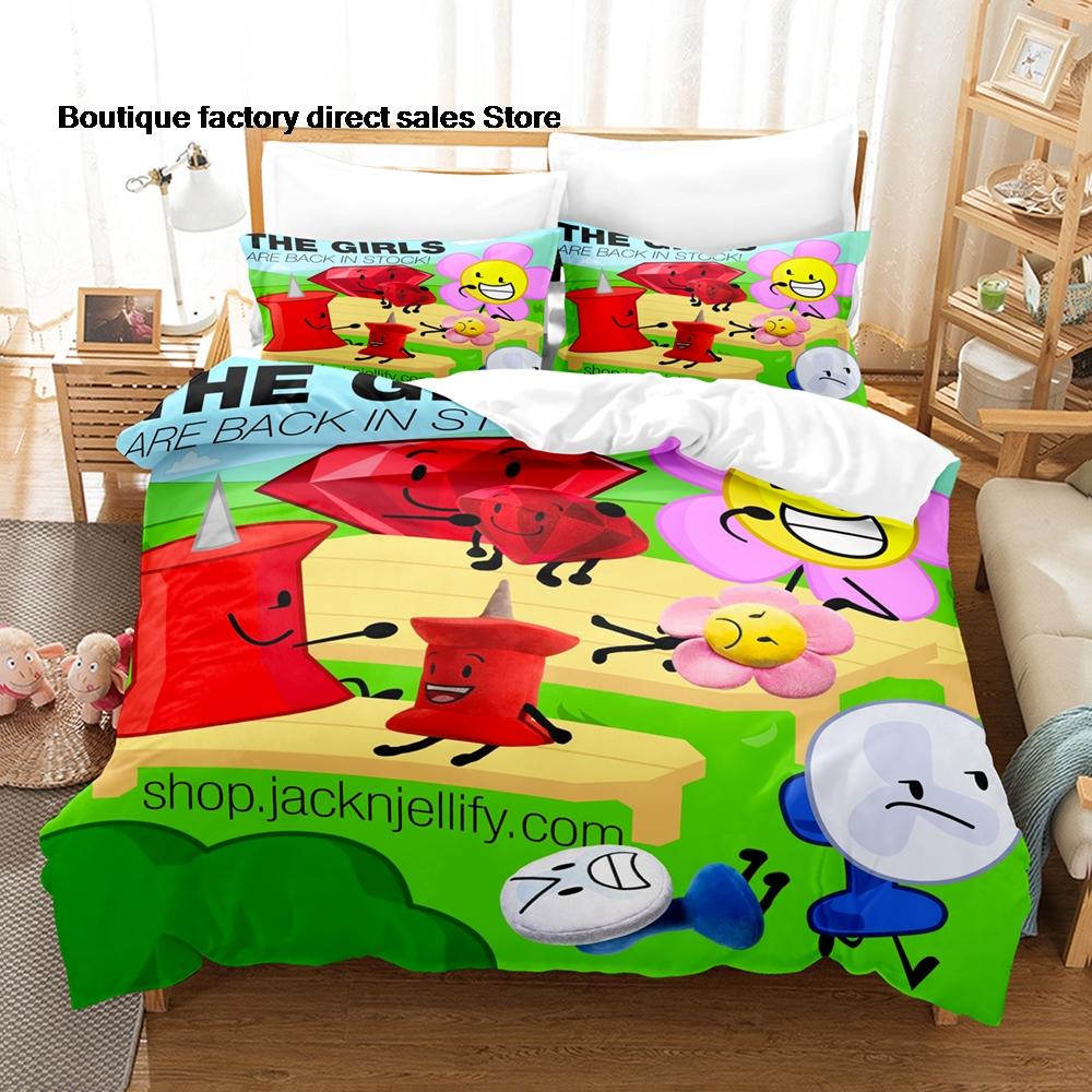 3 Stück Battle for Dream Island Druck Bettbezug Alle Größen für Fans Schlafzimmer BFDI W.O.A.H. Bündel Bettwäsche-Set