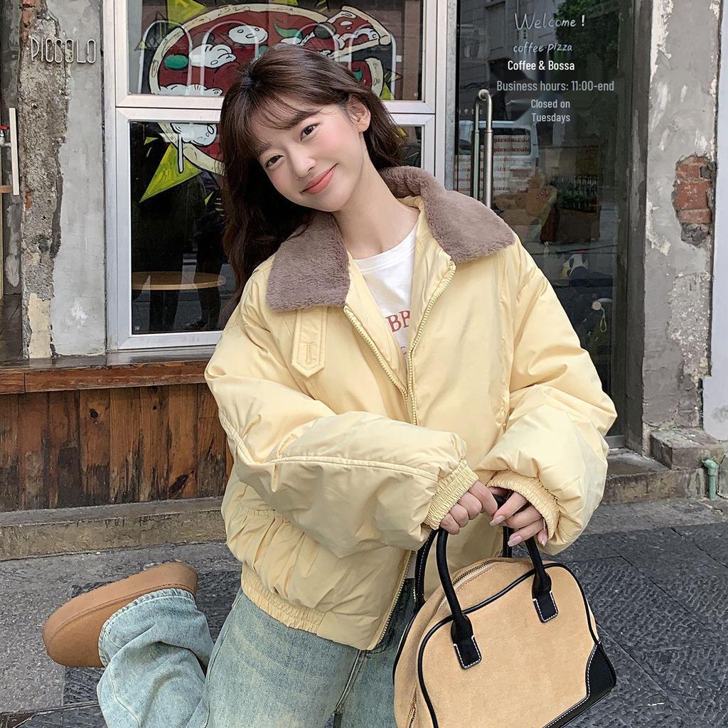 Women's Petite Thickened Winter Cotton Jacket - Loose, Warm, Short Outerwear 2025