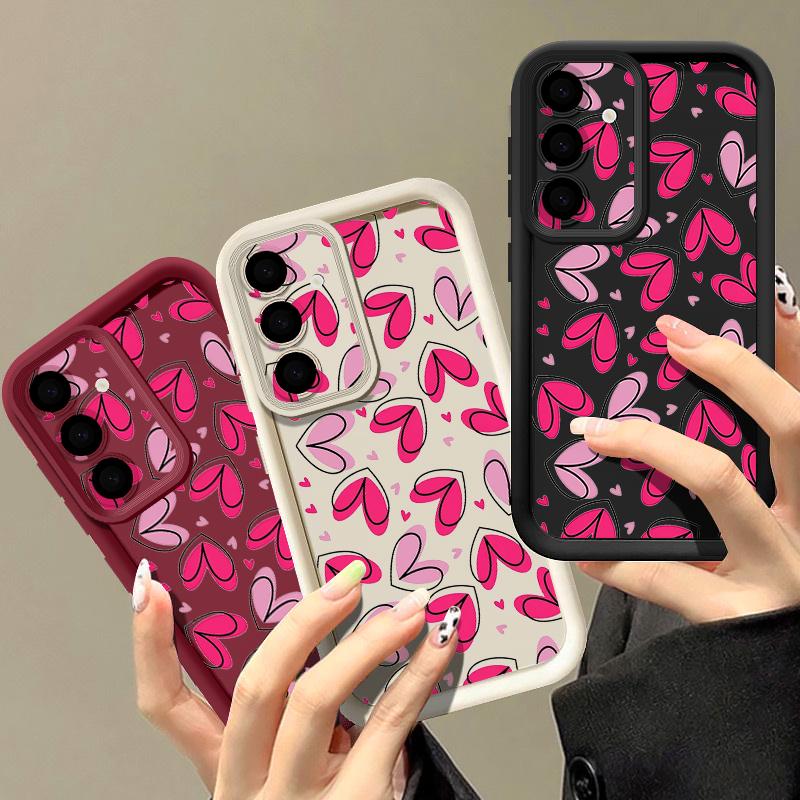Hand Drawn Heart-shaped Pattern Case For Samsung Galaxy A57 A37 A17 A56 A36 A26 A16 A55 A35 A25 A15 A54 5G S21 FE S22 S23 S24 Plus S25 Edge S26 Ultra