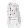 Women's Fashion Cherry Print White Hoodie Sweatshirt 2026 Spring Women's Long Sleeve Loose Streetwear Zip Up Hooded SweatShirt